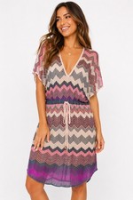 Marciano Guess Arcelia Kaftan Chevron Knit Resort Cruise Swim Coverup Boho XS/S