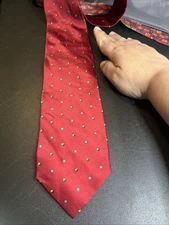 Bergamo New York Tie -  4" Red Geometric 100% Silk Necktie - Men's Classic 60”