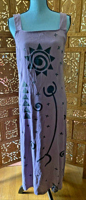 Basic Threads Santa Monica Purple Shift Midi Dress Rayon Size Large Sun Ethnic