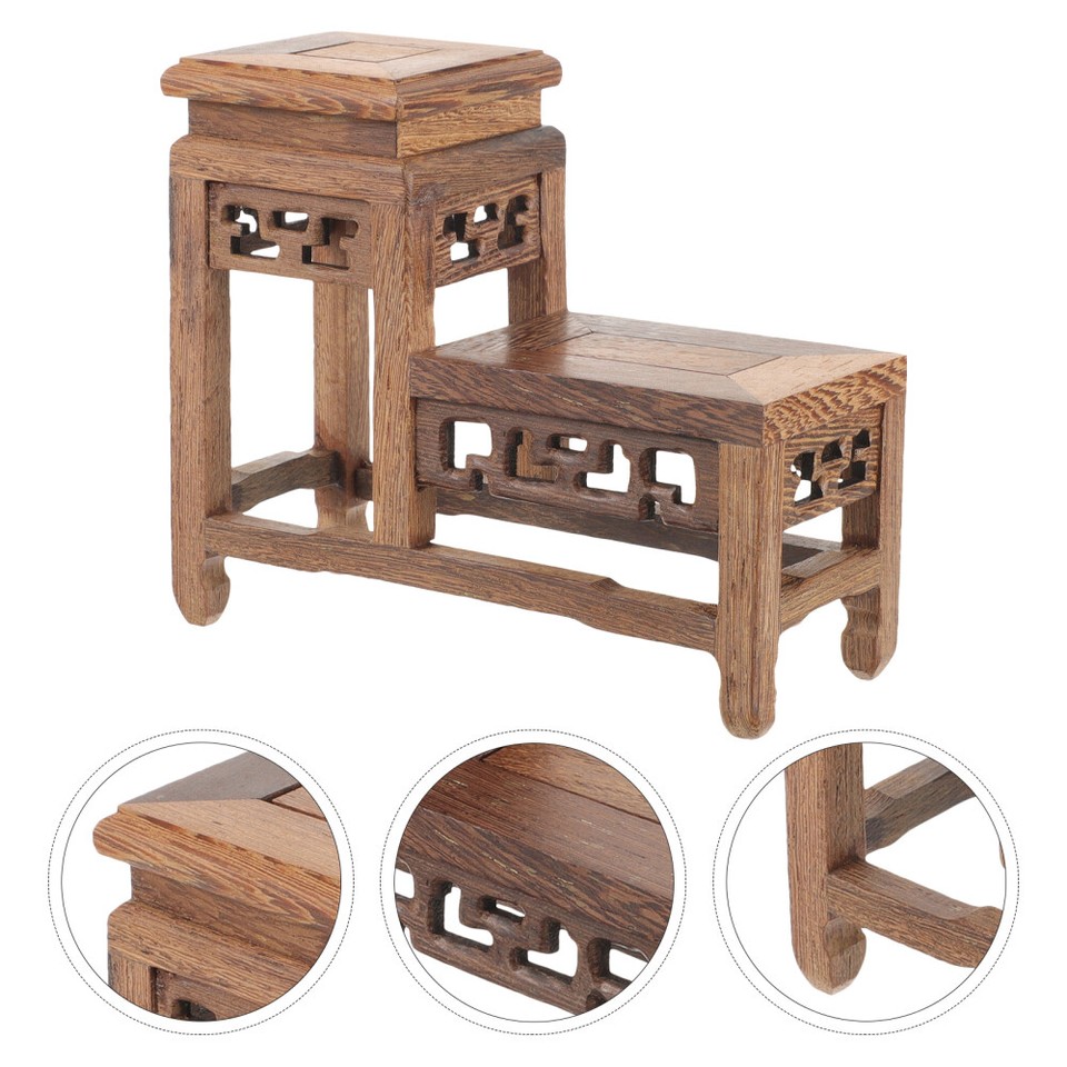 Plant Display Rack Bonsai Holder Retro Wood Plant Pot Rack Potted