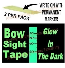 GLOW IN THE DARK Bow Sight TAPE Archery 2 PCS See YARDAGE Markings In Dark - USA