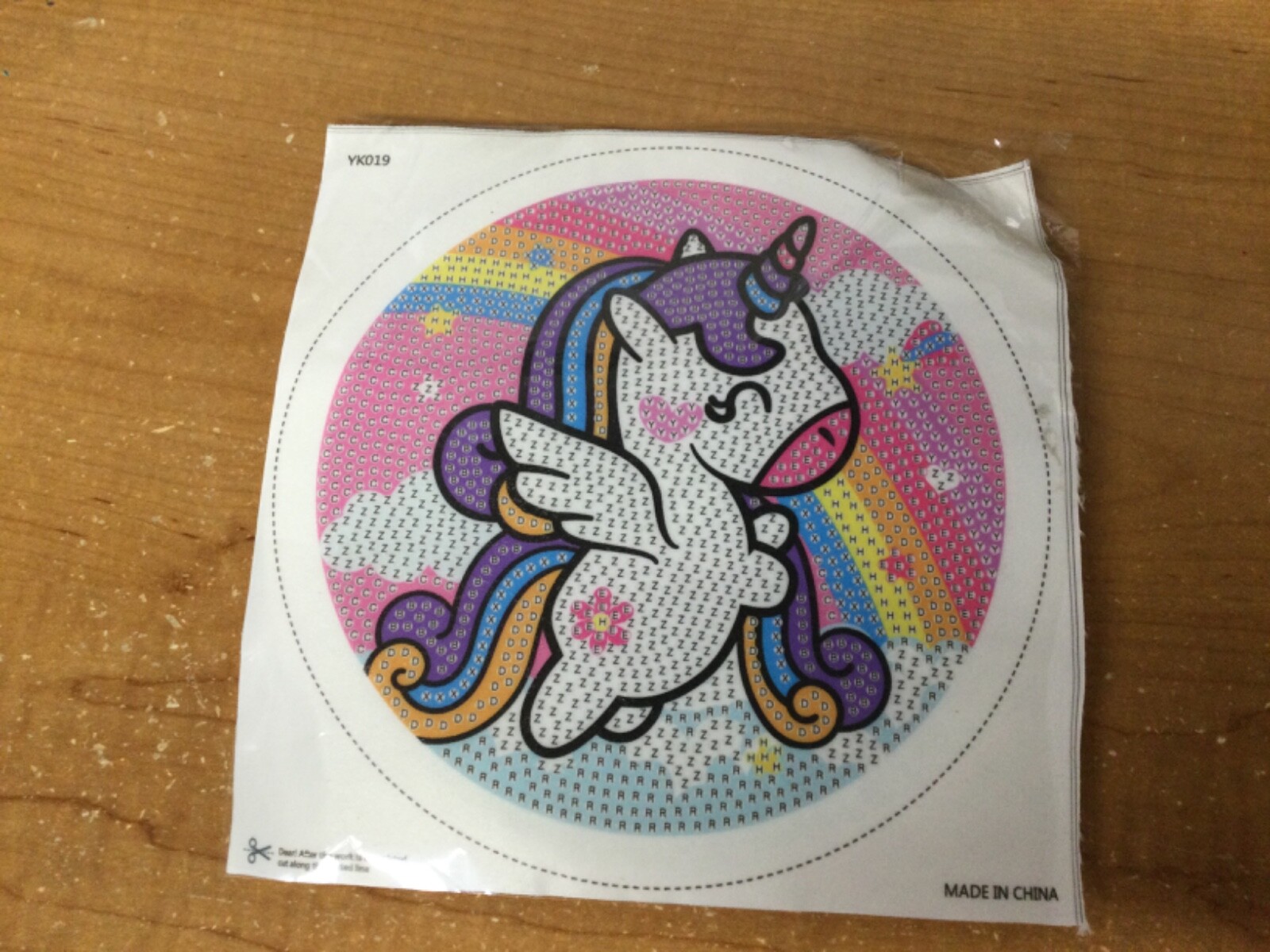 Diamond Art Kit for kids, Baby unicorn with round frame