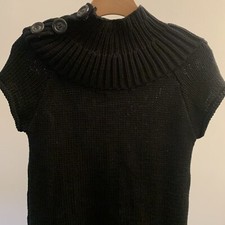 525 America Knit Sweater Dress Black Size Small Snap Buttons Shoulder