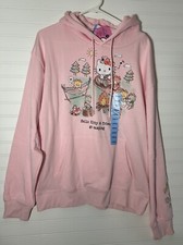 Hello Kitty And Friends Camping Pink Character Hoodie Pullover Women's L NWT