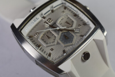 RARE! Large Diesel DZ4163 Men's White Rubber Chronograph