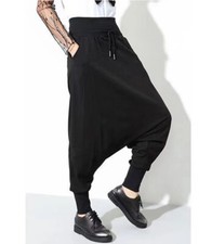 Womens Drawstring Drop Crotch Harem Pants Baggy Punk Summer Loose Casual Trouser