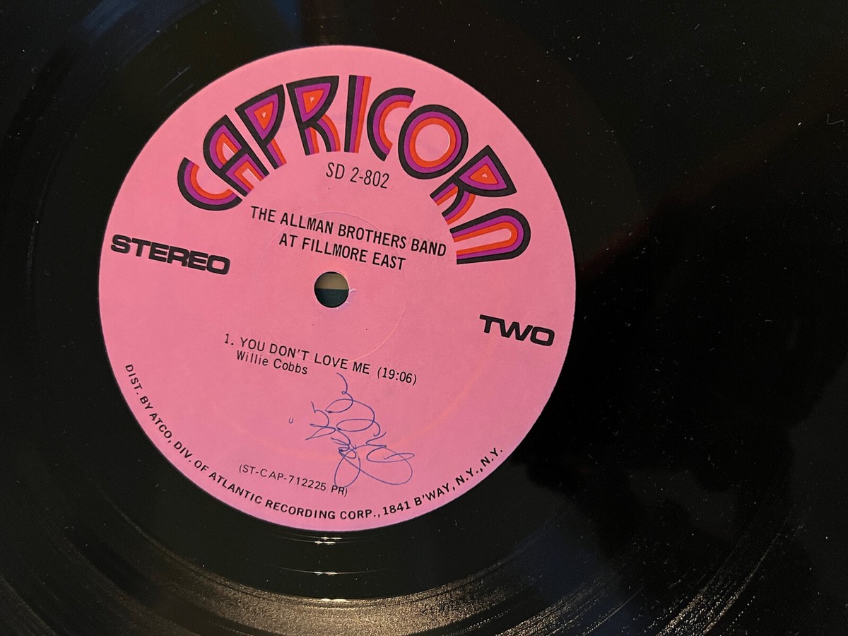 ALLMAN BROTHERS BAND at Fillmore East Capricorn Double LP SD 2-802