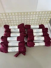 11 Skeins 100% Mercerized Cotton Ribbon Spun In Italy Burgundy #48 NWT Crystal P