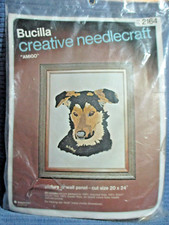 Bucilla Amigo Neelecraft Kit Puppy Dog Stamped Linen Acrylic Yarn  Crewel Wool