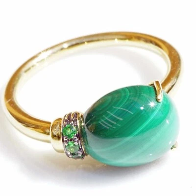 Malachit Tsavorith Ring Drop 750er Gelbgold entzückend sweety 6.75 ct 0.04 ct - Bild 1 von 4