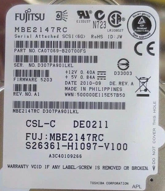 Fujitsu 146GB 15K SAS 6G 2.5" SFF Hard Drive HDD A3C40109266 S26361-H1097-V100 - Image 2 of 2