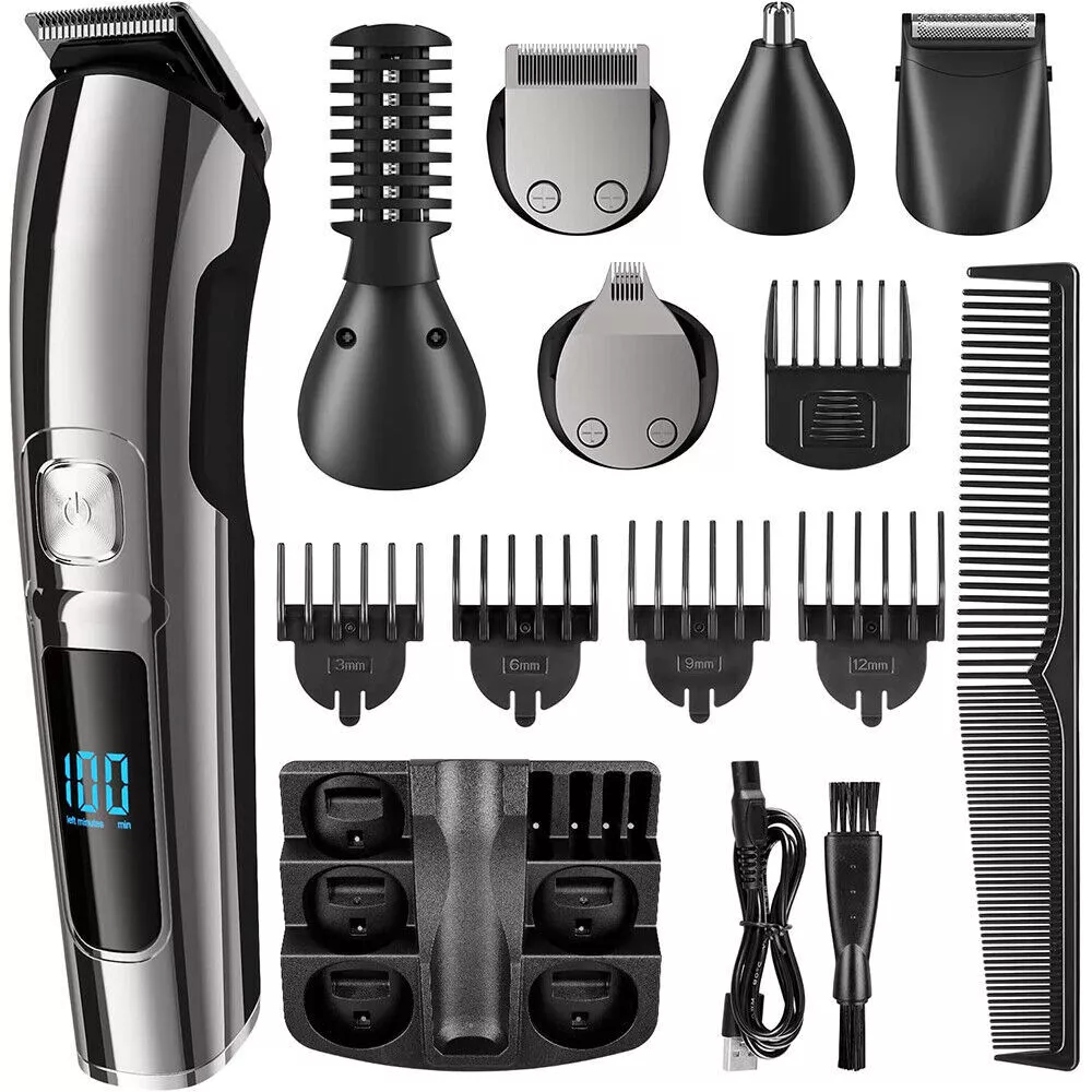 Men's Cordless Professional Hair Trimmer Beard Clipper Kit  