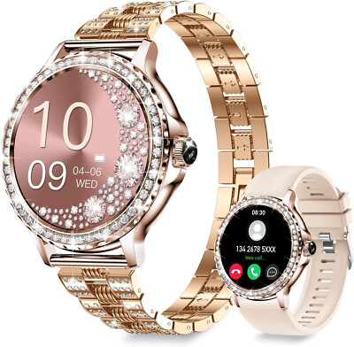 Smartwatch Damen Frauen mit Telefonfunktion Armbanduhr für iPhone Samsung Huawei