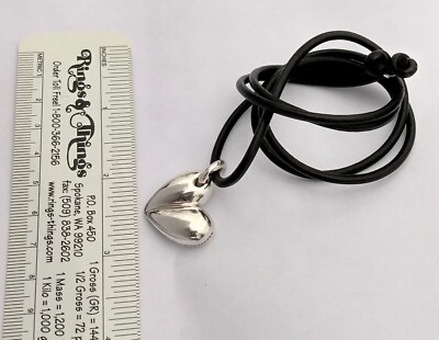 BARRY KIESELSTEIN CORD STERLING SILVER HEART LOVE PENDANT BLACK