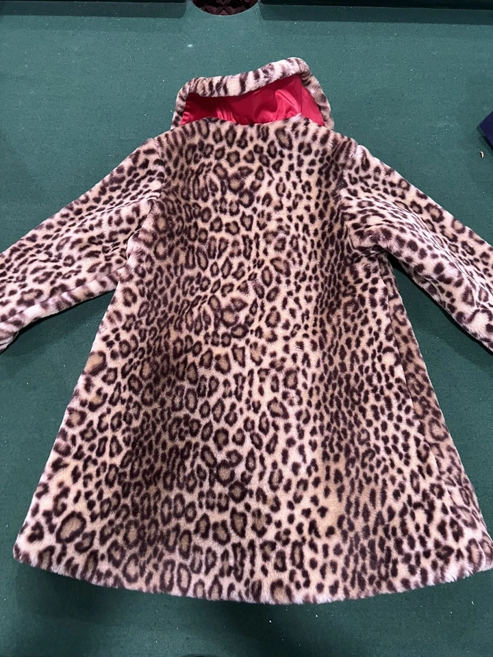 Abrigo mediano American Girl Bitty Baby Girls chocolate cereza leopardo piel sintética Foto 4 de 4