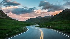 Landscape nature sky sunset mountains road nordic s Custom Gaming Mat Desk