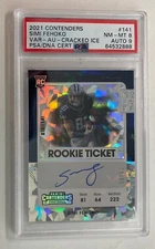 2021 Contenders #141 Rookie Ticket VAR Auto Cracked ICE /21 Simi Fehoko PSA 8