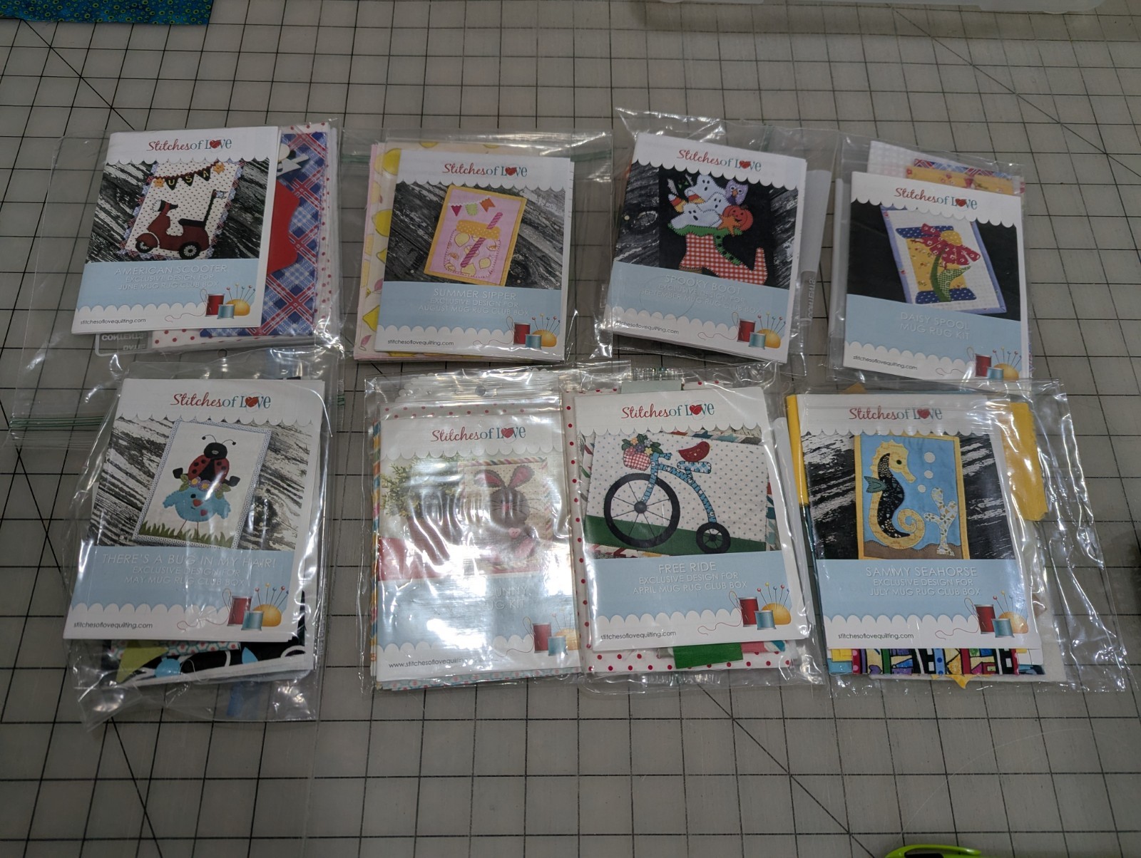 EIGHT Stitches of Love fabric postcoard kits laser cut quilting