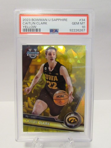 2023 Bowman U Sapphire - Caitlin Clark - Yellow /75 PSA 10