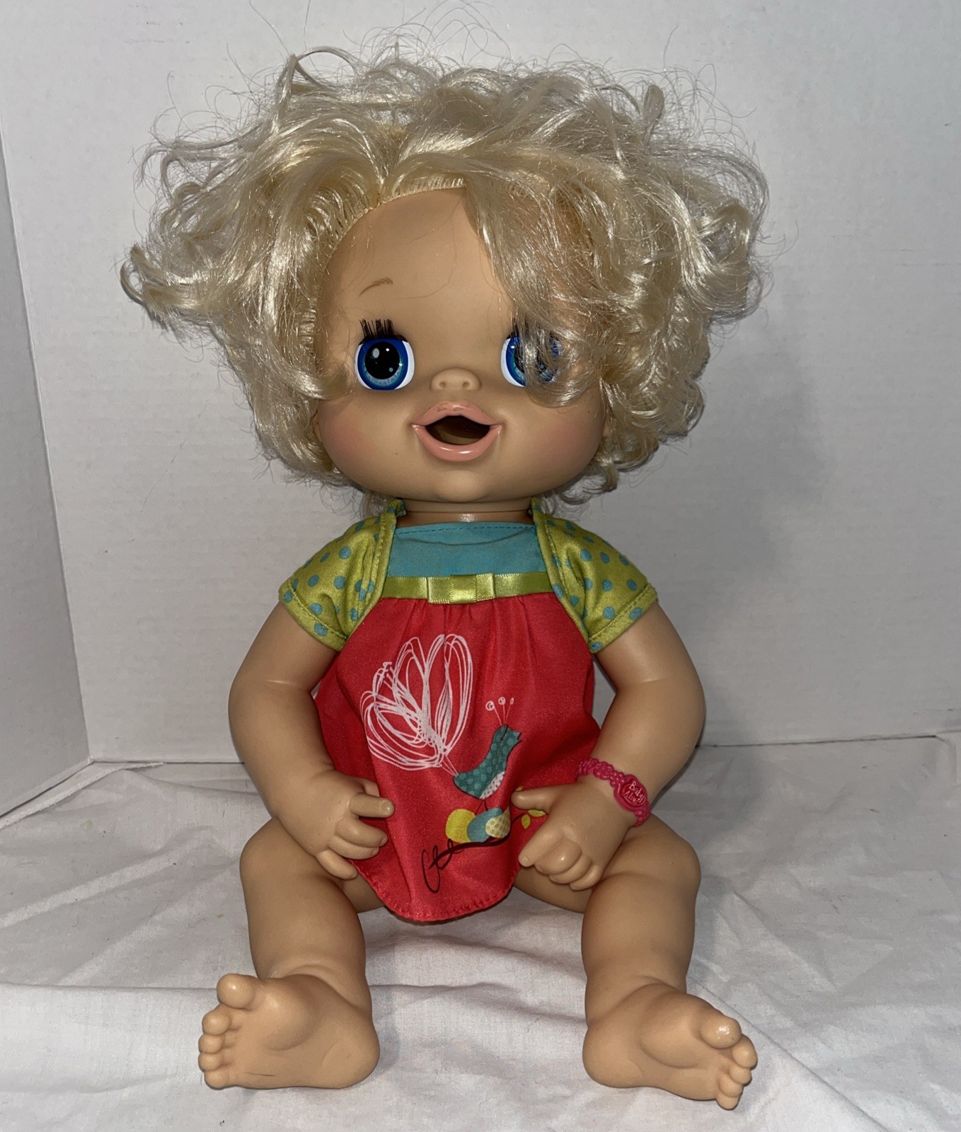 2010 Hasbro Baby Alive Interactive Blonde Doll  With Dress