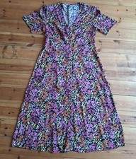 Nobody's Child Womens Printed Floral Print Midi Dress Short Sleeve Size UK 14