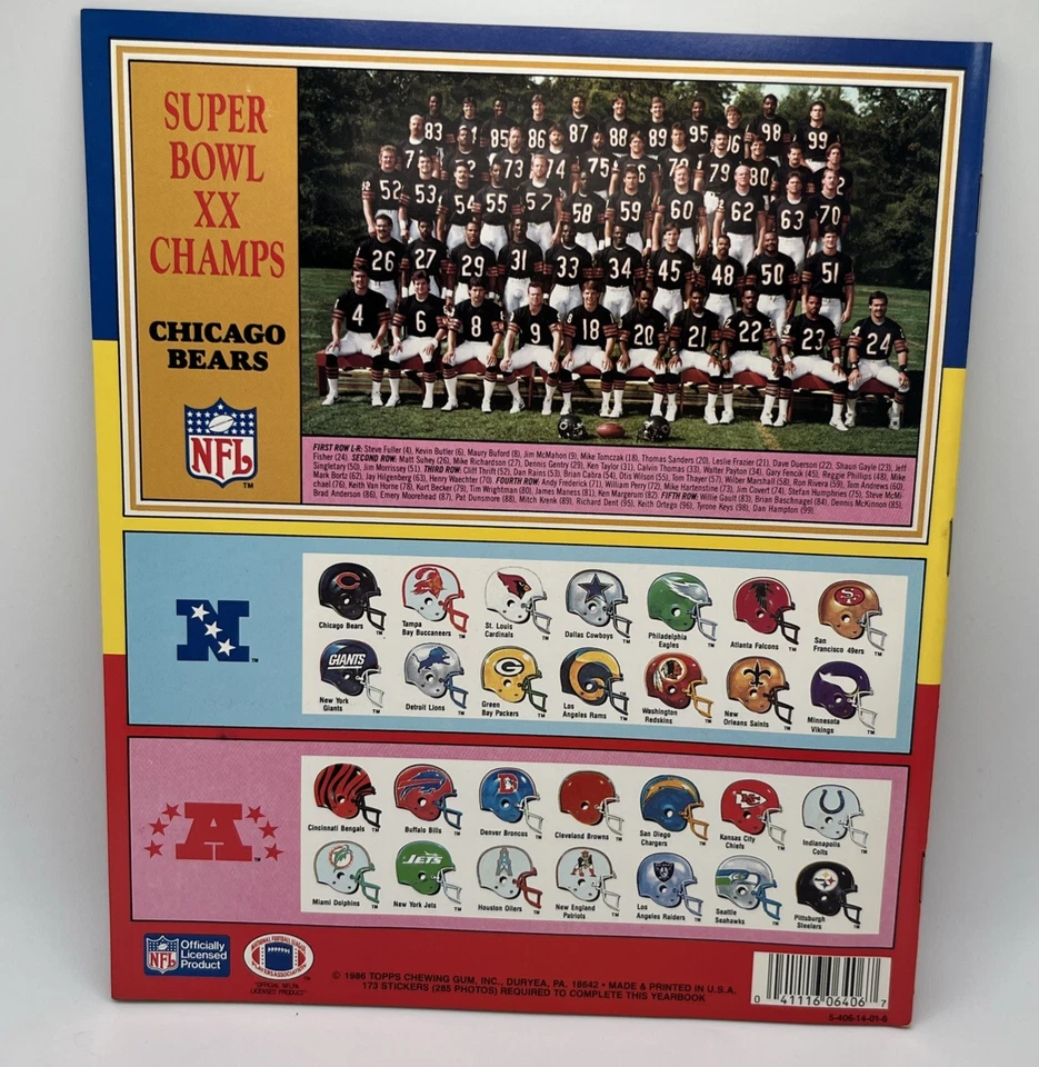 Football Sticker Yearbook, 1986, Topps NFL Football Unused, No Stickers - Image 2 of 4