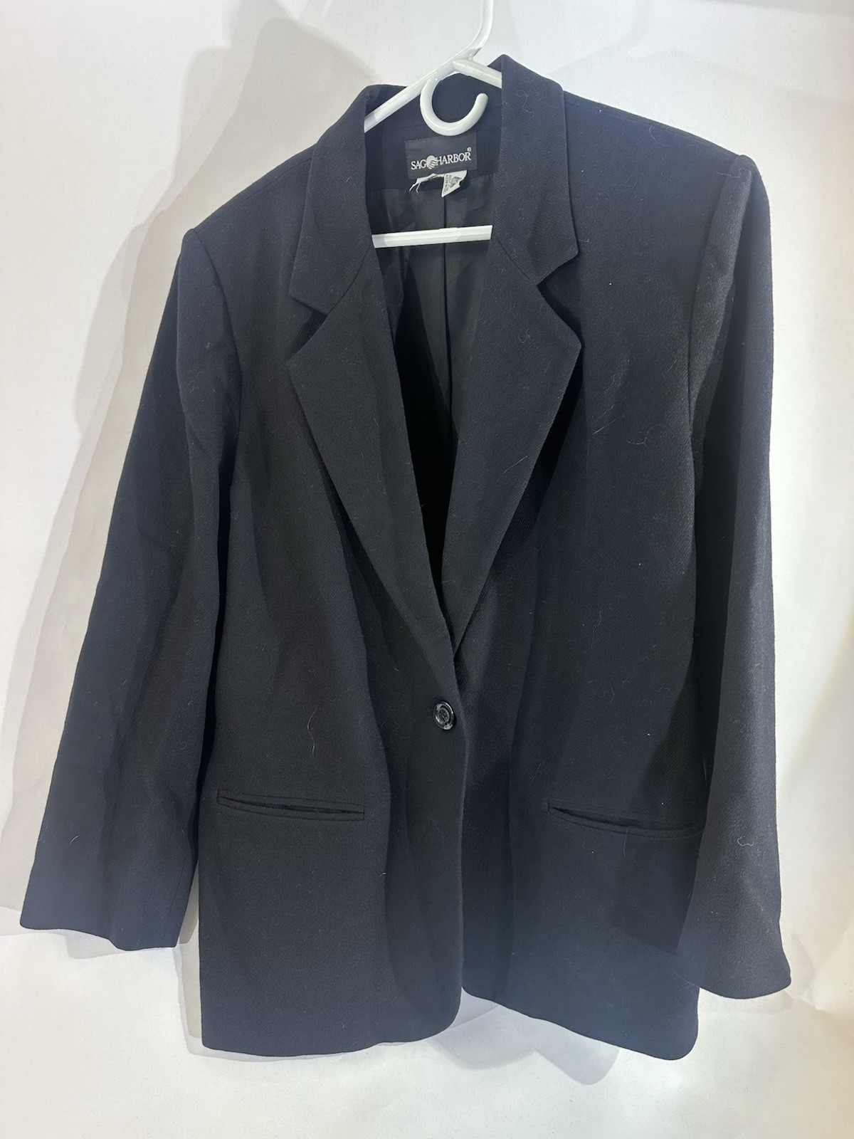 SZ 16 VTG  Sag Harbor 100% Pure New Wool Woolmark One Button Blazer Old Money
