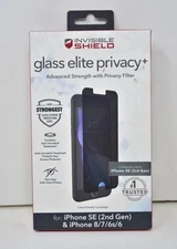 ZAGG Invisible Shield Glass Elite Privacy+ for iPhone SE 2nd 3rd Gen 8/7/6s/6