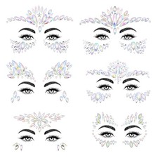Face Gems 6 Sets Mermaid Waterproof Eye Rhinestone Glitter Stickers SAOROPEB