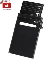 Ultra-Slim Metal Wallet for Men RFID Blocking Pop-Up Card Holder