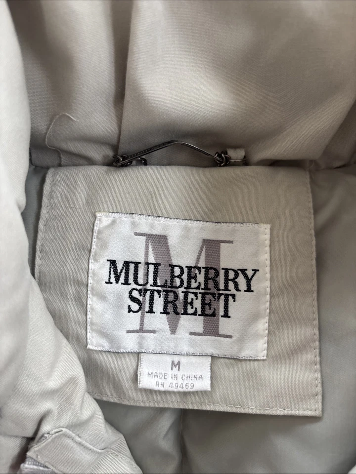 VTG Goose Down Puffer Puffy Trench Coat Parka Grandma Jacket Womens Medium Beige - Image 3 of 4