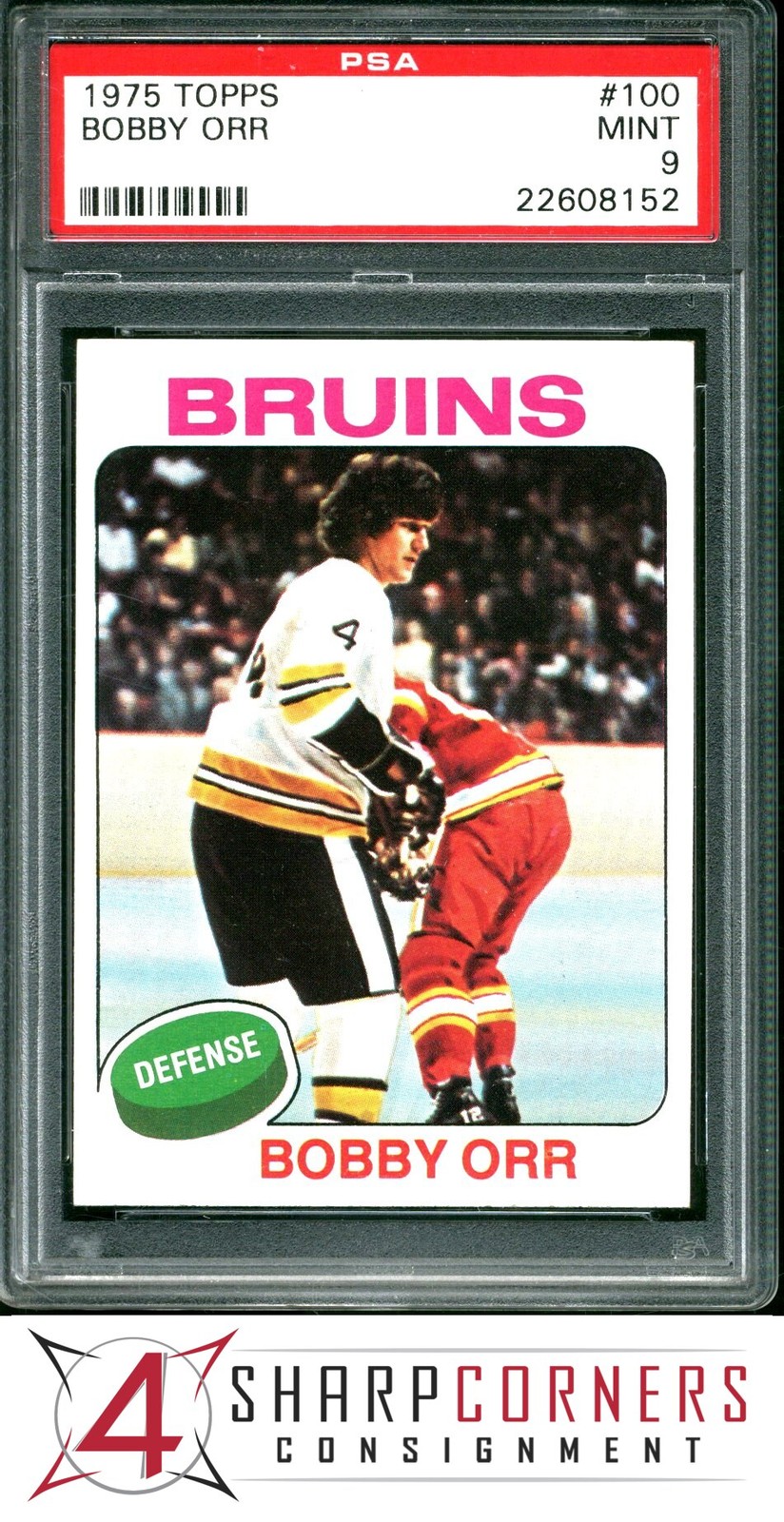 1975 TOPPS #100 BOBBY ORR BRUINS HOF PSA 9