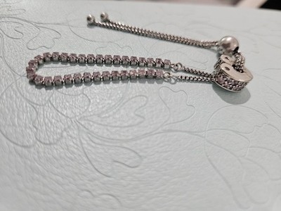 pandora Pink sparkling tennis bracelet and Pave Pink Charm