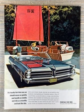 Pontiac Bonneville Wide Track Car Boat General Motors GM 1964 Vintage Print Ad