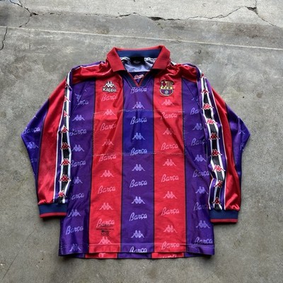 Rare FC Barcelona 1996 Kappa Vintage Authentic Long Sleeve Jersey