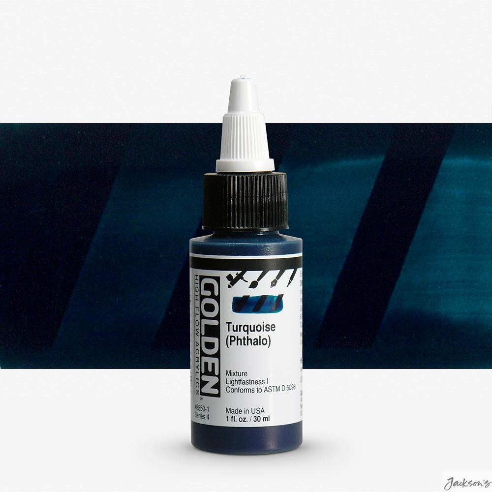 Golden High Flow Acrylic Paint 30ml Turquoise Phthalo For Airbrush Illustration