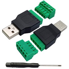 USB 2.0 A Screw Terminal Block Adapter USB 2.0 A Male to 5 Pin/Way Female Bol...