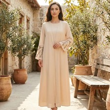 Islamic Women Long Dress Maxi Muslim Embroidery Cardigan Kimono Kaftan Abaya Eid