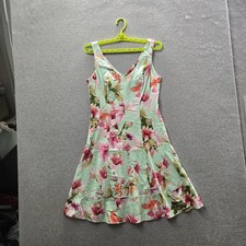 Chaps Women Dress 10 Green Floral Fit & Flare Sundress Cottagecore Sleeveless