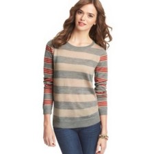 Ann Taylor Loft Wool Blend Lightweight Mixed Stripes Sweater Sz M