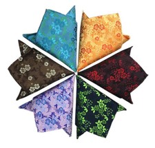 6 Pcs Men Suit Floral Pocket Square Handkerchiefs with Assorted Pattern Set