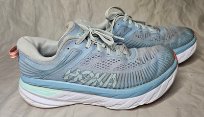 Hoka Bondi 7 Running Shoes Womens Size 9.5 D Wide Blue Walking Running Comfort