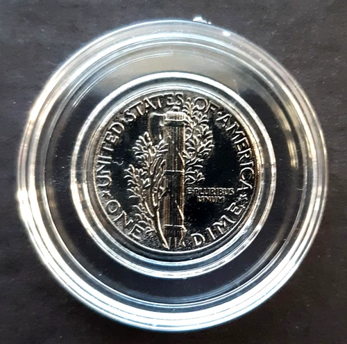 🔥US 1944 Mint BU SILVER MERCURY DIME ~ Clad with Black RUTHENIUM ~ Includes COA