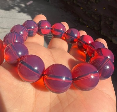 Natural Cherry Tea Amber Bracelet Green Film Crystal clear DIY Round Beads