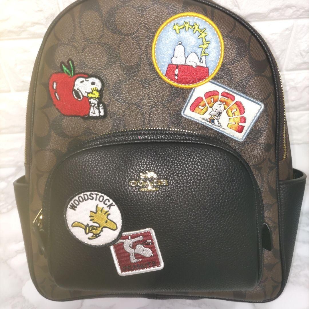 COACH Coach Snoopy collaboration backpack brown badge C4115 COACH Coach Snoopy collaboration backpack brown badge C4115