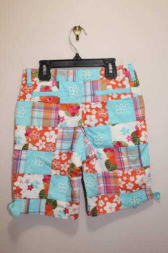 GYMBOREE GIRLS SHORTS 100% COTTON FLORAL & PLAID PATCHWORK MULTICOLOR SIZE 7 - Picture 4 of 4