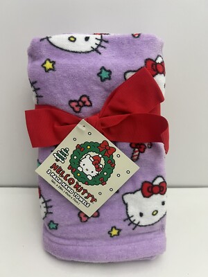 Hello Kitty Christmas Hand Towels 2 Pack NIP 16'' x 28'' Purple Kitchen Gift Set