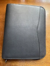 Franklin Covey Black Leather Zip-around Day Timer Planner 7 ring binder *extras