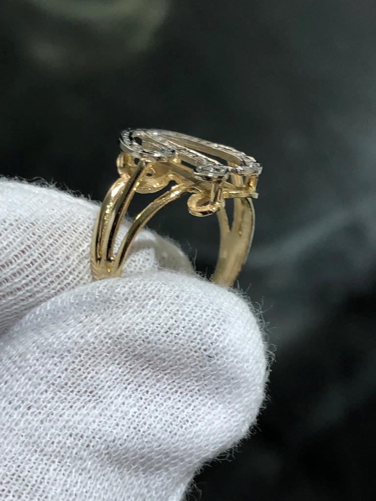 14k Yellow Gold & Diamonds Initial D Script Design Vintage Band