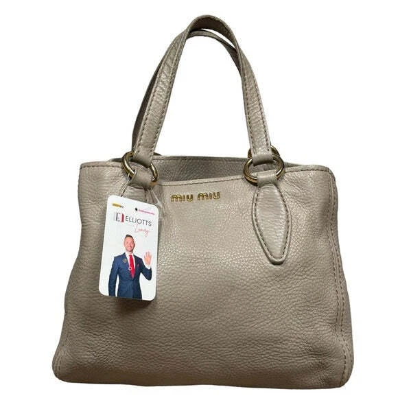 Miu Miu Greystone Pebbled 3-Section Zippy Shoulder Tote + Strap Convertible Bag
